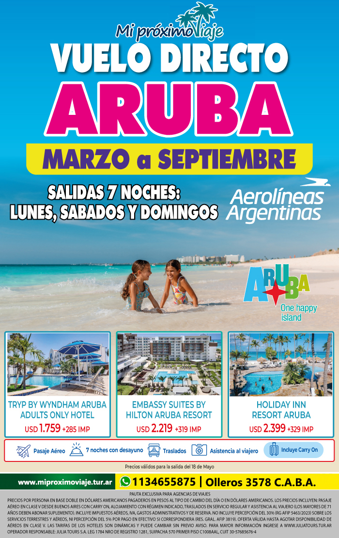 ARUBA VUELO DIRECTO AEROLINEAS ARGENTINAS